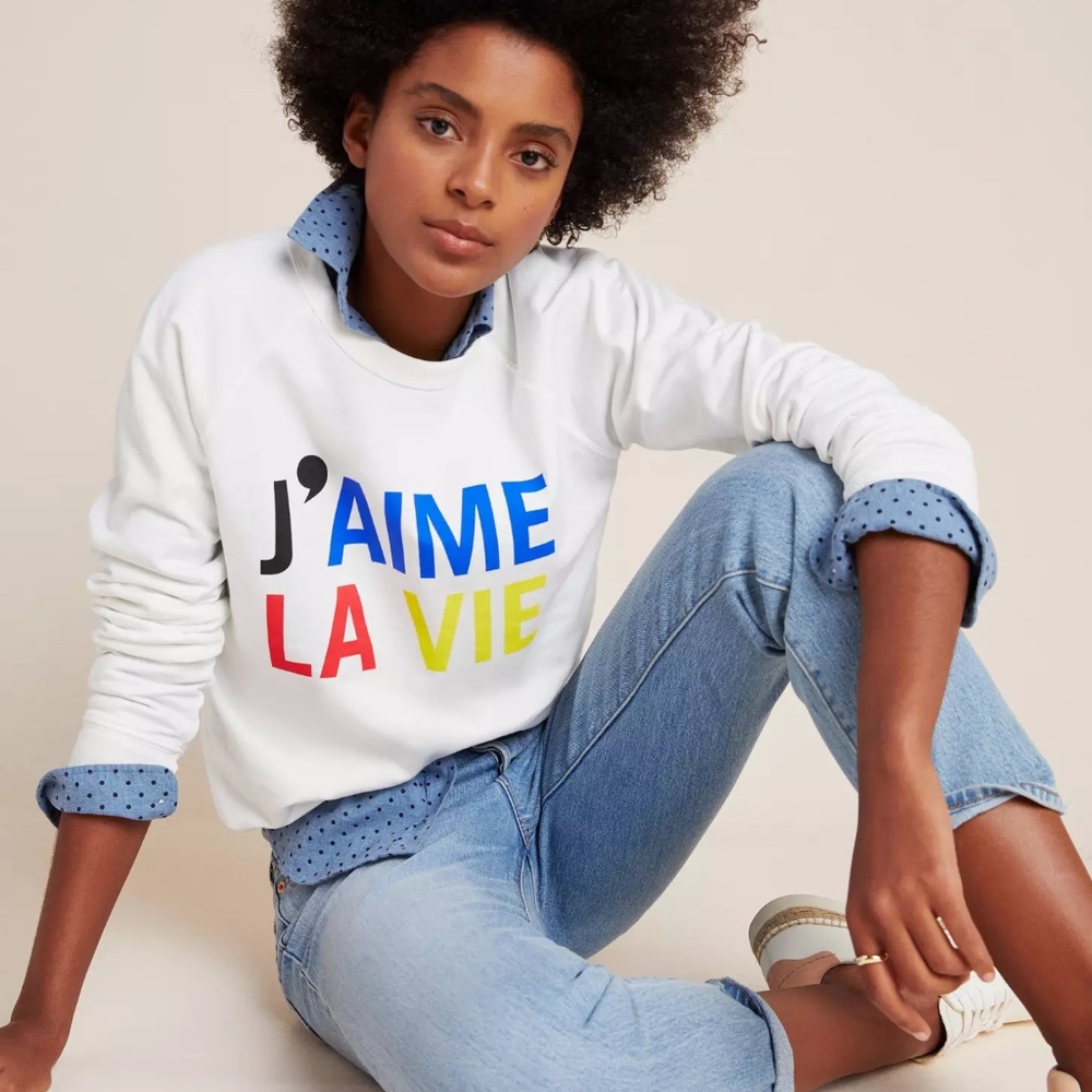Clare V. for Anthropologie J'aime La Vie Sweatshirt